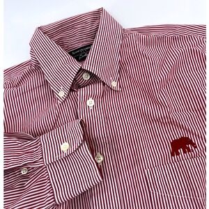 Kenneth Gordon Button Down Mens 16-35 Burgundy White Micro Stripe Elephant USA